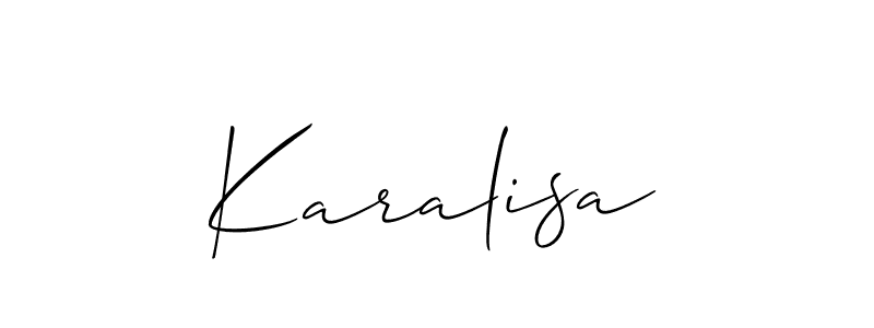 It looks lik you need a new signature style for name Karalisa. Design unique handwritten (Allison_Script) signature with our free signature maker in just a few clicks. Karalisa signature style 2 images and pictures png
