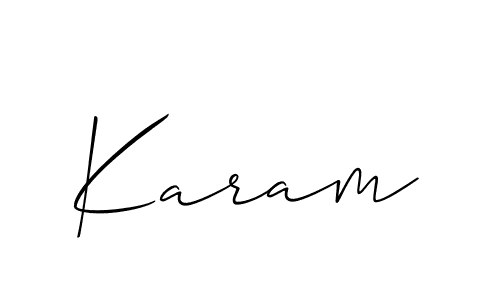 The best way (Allison_Script) to make a short signature is to pick only two or three words in your name. The name Karam include a total of six letters. For converting this name. Karam signature style 2 images and pictures png