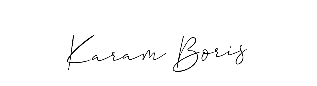 The best way (Allison_Script) to make a short signature is to pick only two or three words in your name. The name Karam Boris include a total of six letters. For converting this name. Karam Boris signature style 2 images and pictures png