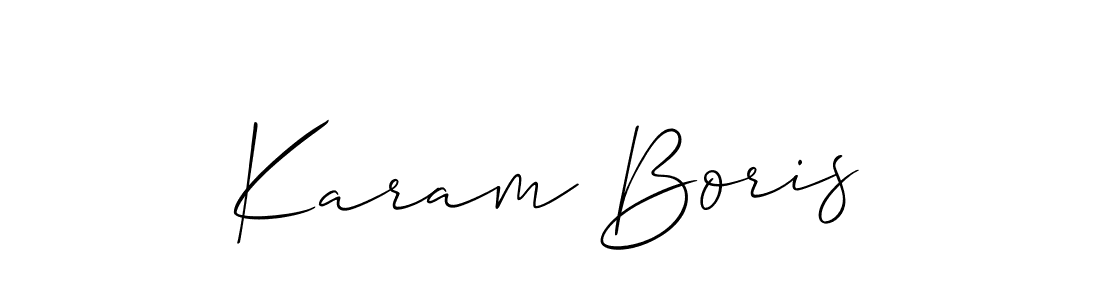 The best way (Allison_Script) to make a short signature is to pick only two or three words in your name. The name Karam Boris include a total of six letters. For converting this name. Karam Boris signature style 2 images and pictures png