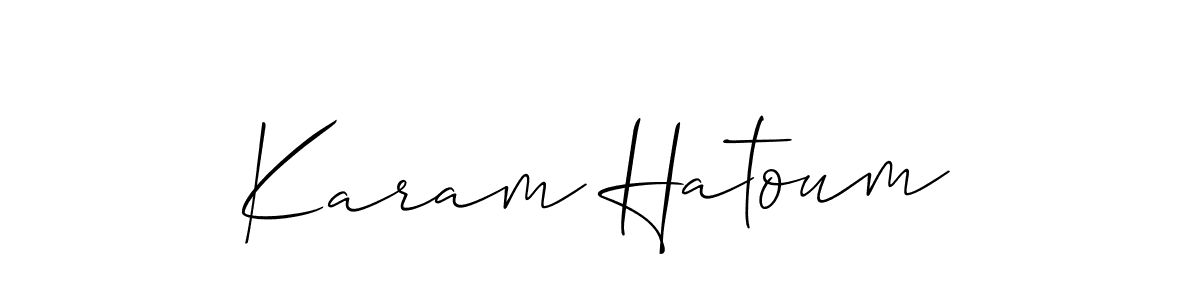 Use a signature maker to create a handwritten signature online. With this signature software, you can design (Allison_Script) your own signature for name Karam Hatoum. Karam Hatoum signature style 2 images and pictures png