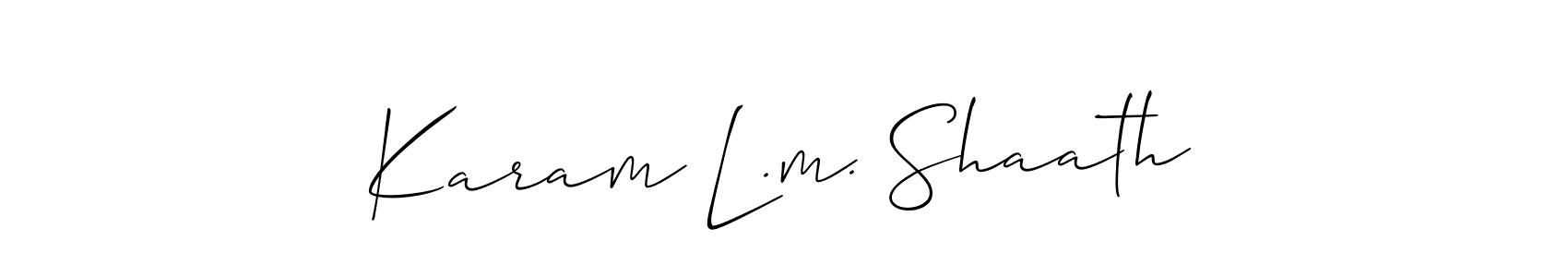 Use a signature maker to create a handwritten signature online. With this signature software, you can design (Allison_Script) your own signature for name Karam L.m. Shaath. Karam L.m. Shaath signature style 2 images and pictures png