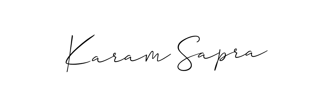 Make a beautiful signature design for name Karam Sapra. With this signature (Allison_Script) style, you can create a handwritten signature for free. Karam Sapra signature style 2 images and pictures png