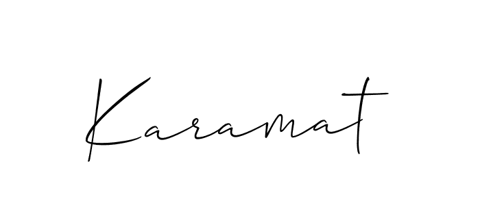 Design your own signature with our free online signature maker. With this signature software, you can create a handwritten (Allison_Script) signature for name Karamat. Karamat signature style 2 images and pictures png