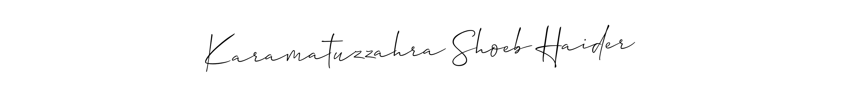 if you are searching for the best signature style for your name Karamatuzzahra Shoeb Haider. so please give up your signature search. here we have designed multiple signature styles  using Allison_Script. Karamatuzzahra Shoeb Haider signature style 2 images and pictures png