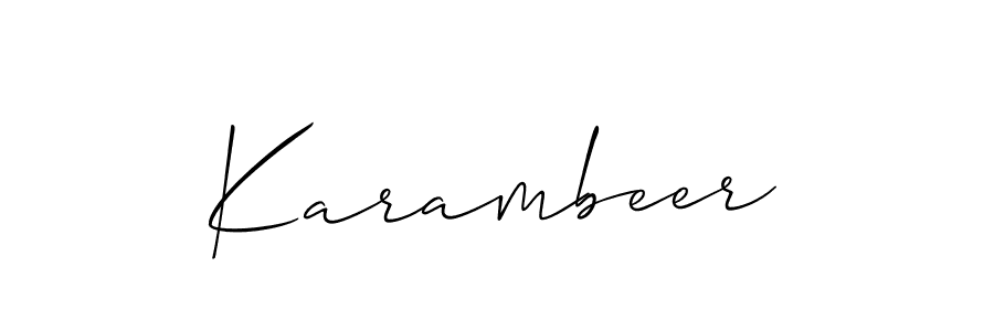 Create a beautiful signature design for name Karambeer. With this signature (Allison_Script) fonts, you can make a handwritten signature for free. Karambeer signature style 2 images and pictures png