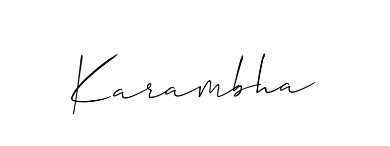 Design your own signature with our free online signature maker. With this signature software, you can create a handwritten (Allison_Script) signature for name Karambha. Karambha signature style 2 images and pictures png