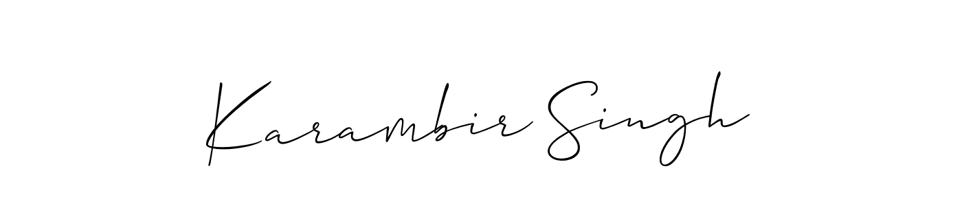 The best way (Allison_Script) to make a short signature is to pick only two or three words in your name. The name Karambir Singh include a total of six letters. For converting this name. Karambir Singh signature style 2 images and pictures png