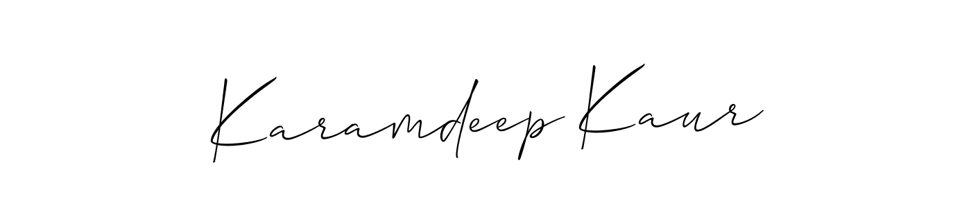 Make a beautiful signature design for name Karamdeep Kaur. With this signature (Allison_Script) style, you can create a handwritten signature for free. Karamdeep Kaur signature style 2 images and pictures png