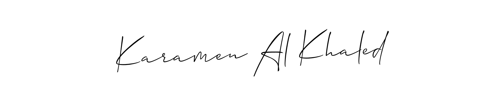 Create a beautiful signature design for name Karamen Al Khaled. With this signature (Allison_Script) fonts, you can make a handwritten signature for free. Karamen Al Khaled signature style 2 images and pictures png