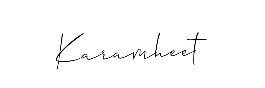 Design your own signature with our free online signature maker. With this signature software, you can create a handwritten (Allison_Script) signature for name Karamheet. Karamheet signature style 2 images and pictures png