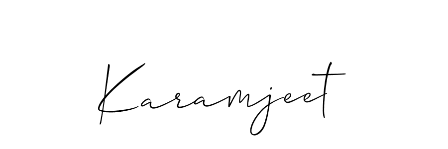 Make a beautiful signature design for name Karamjeet. With this signature (Allison_Script) style, you can create a handwritten signature for free. Karamjeet signature style 2 images and pictures png