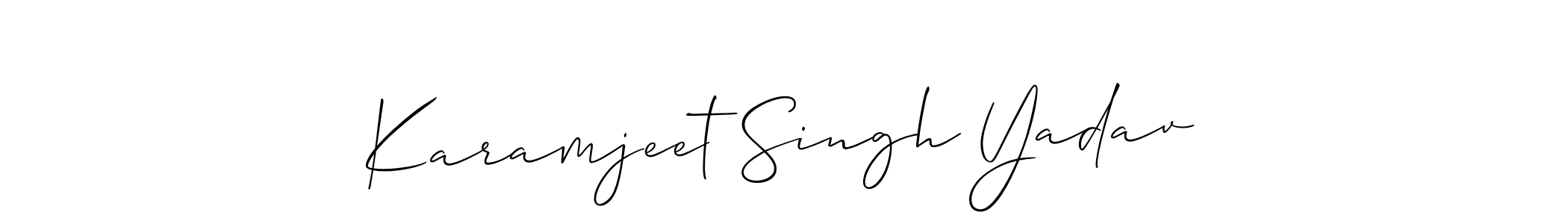 if you are searching for the best signature style for your name Karamjeet Singh Yadav. so please give up your signature search. here we have designed multiple signature styles  using Allison_Script. Karamjeet Singh Yadav signature style 2 images and pictures png