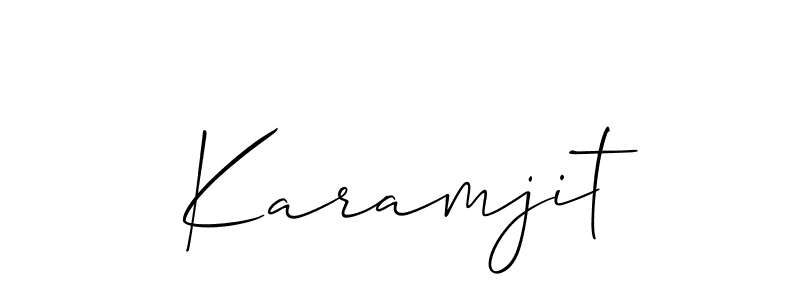 Design your own signature with our free online signature maker. With this signature software, you can create a handwritten (Allison_Script) signature for name Karamjit. Karamjit signature style 2 images and pictures png