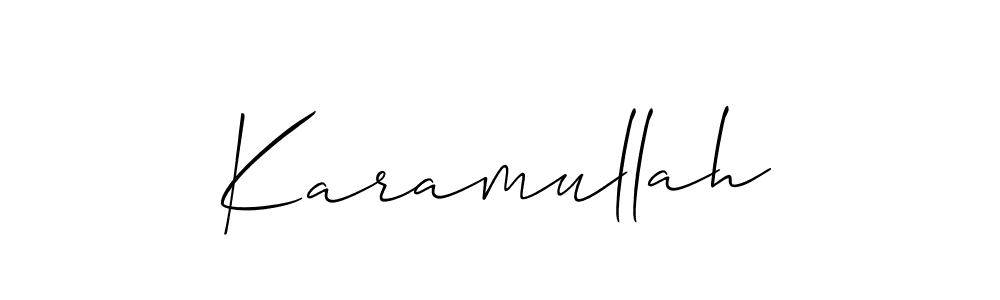 Allison_Script is a professional signature style that is perfect for those who want to add a touch of class to their signature. It is also a great choice for those who want to make their signature more unique. Get Karamullah name to fancy signature for free. Karamullah signature style 2 images and pictures png