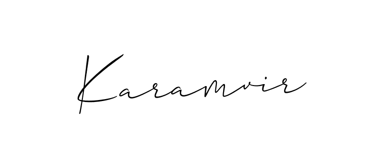 Use a signature maker to create a handwritten signature online. With this signature software, you can design (Allison_Script) your own signature for name Karamvir. Karamvir signature style 2 images and pictures png