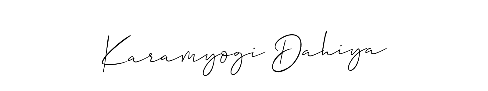 The best way (Allison_Script) to make a short signature is to pick only two or three words in your name. The name Karamyogi Dahiya include a total of six letters. For converting this name. Karamyogi Dahiya signature style 2 images and pictures png