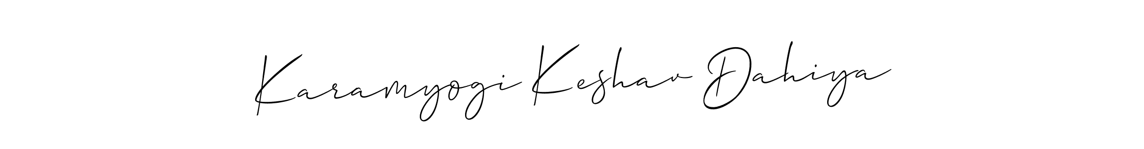 Karamyogi Keshav Dahiya stylish signature style. Best Handwritten Sign (Allison_Script) for my name. Handwritten Signature Collection Ideas for my name Karamyogi Keshav Dahiya. Karamyogi Keshav Dahiya signature style 2 images and pictures png