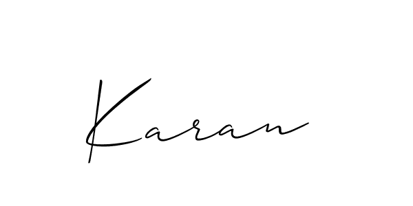 Use a signature maker to create a handwritten signature online. With this signature software, you can design (Allison_Script) your own signature for name Karan . Karan  signature style 2 images and pictures png