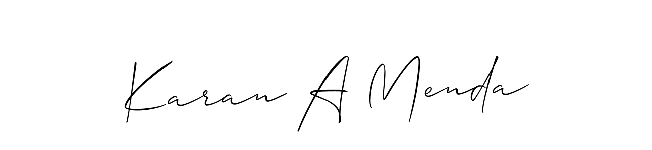 Also You can easily find your signature by using the search form. We will create Karan A Menda name handwritten signature images for you free of cost using Allison_Script sign style. Karan A Menda signature style 2 images and pictures png