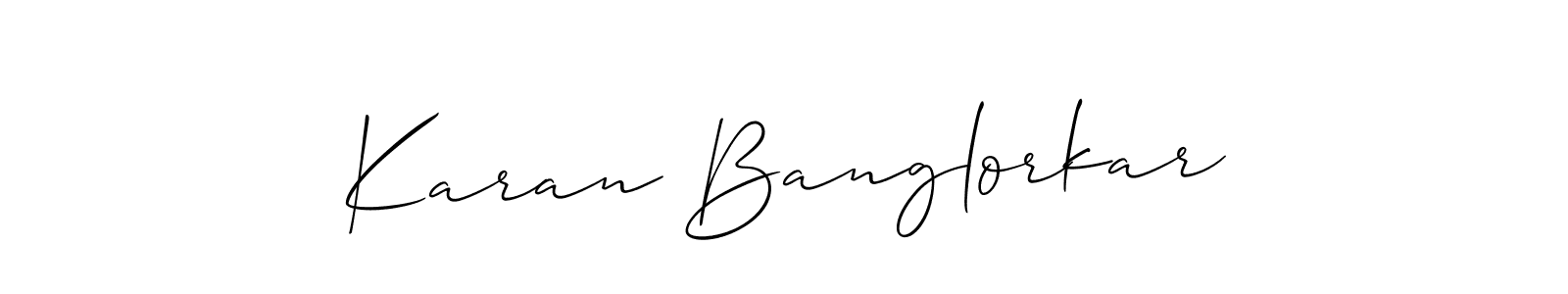 Also You can easily find your signature by using the search form. We will create Karan Banglorkar name handwritten signature images for you free of cost using Allison_Script sign style. Karan Banglorkar signature style 2 images and pictures png