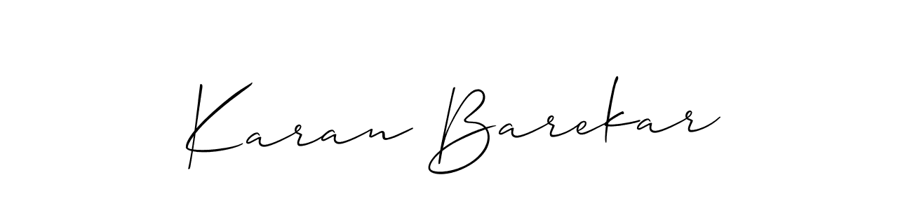 The best way (Allison_Script) to make a short signature is to pick only two or three words in your name. The name Karan Barekar include a total of six letters. For converting this name. Karan Barekar signature style 2 images and pictures png