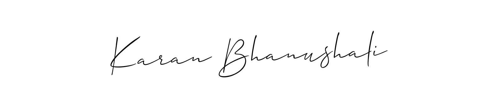 Create a beautiful signature design for name Karan Bhanushali. With this signature (Allison_Script) fonts, you can make a handwritten signature for free. Karan Bhanushali signature style 2 images and pictures png