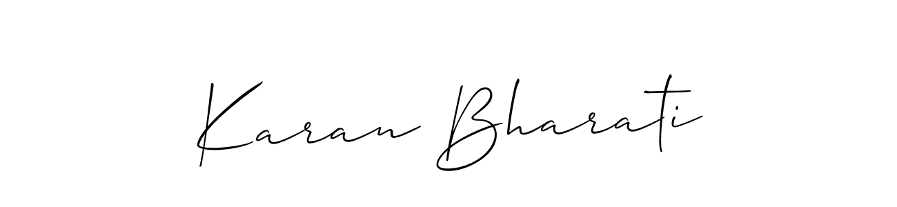 Create a beautiful signature design for name Karan Bharati. With this signature (Allison_Script) fonts, you can make a handwritten signature for free. Karan Bharati signature style 2 images and pictures png
