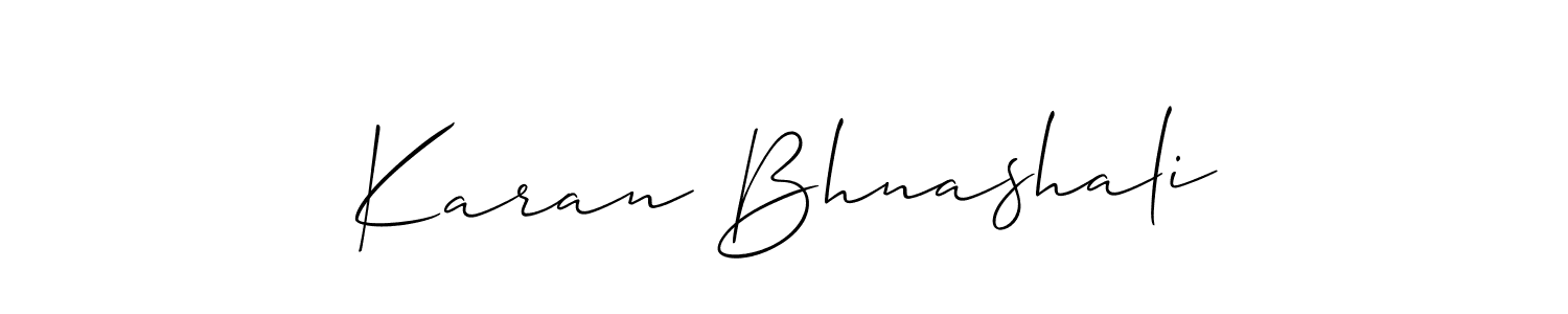 Use a signature maker to create a handwritten signature online. With this signature software, you can design (Allison_Script) your own signature for name Karan Bhnashali. Karan Bhnashali signature style 2 images and pictures png