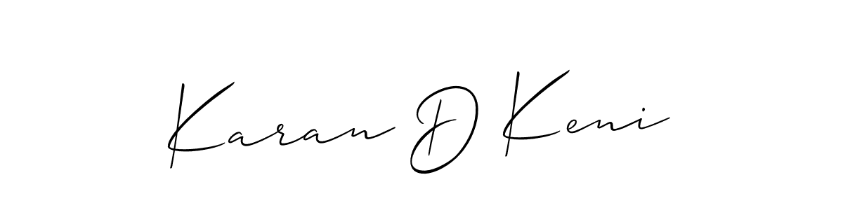 Use a signature maker to create a handwritten signature online. With this signature software, you can design (Allison_Script) your own signature for name Karan D Keni. Karan D Keni signature style 2 images and pictures png