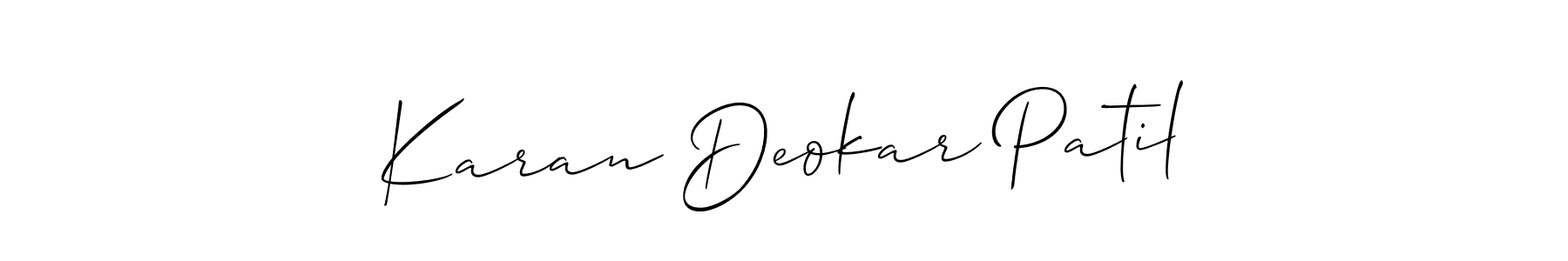 Create a beautiful signature design for name Karan Deokar Patil. With this signature (Allison_Script) fonts, you can make a handwritten signature for free. Karan Deokar Patil signature style 2 images and pictures png