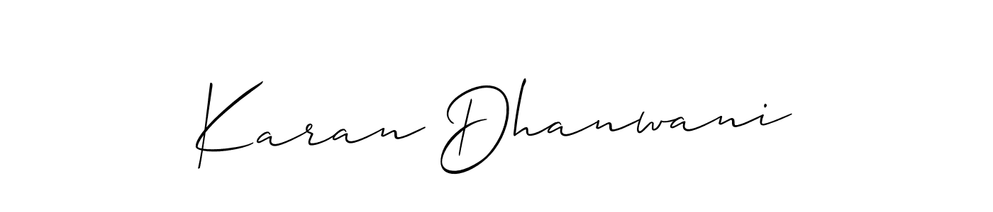 How to make Karan Dhanwani signature? Allison_Script is a professional autograph style. Create handwritten signature for Karan Dhanwani name. Karan Dhanwani signature style 2 images and pictures png