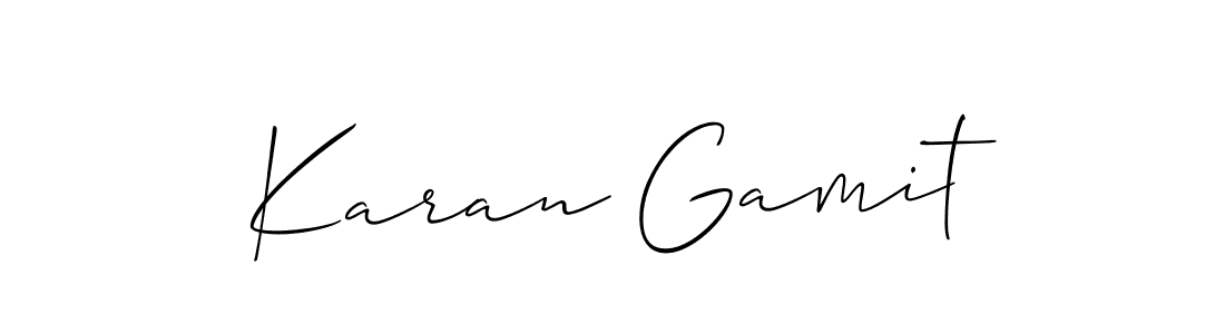 Also You can easily find your signature by using the search form. We will create Karan Gamit name handwritten signature images for you free of cost using Allison_Script sign style. Karan Gamit signature style 2 images and pictures png