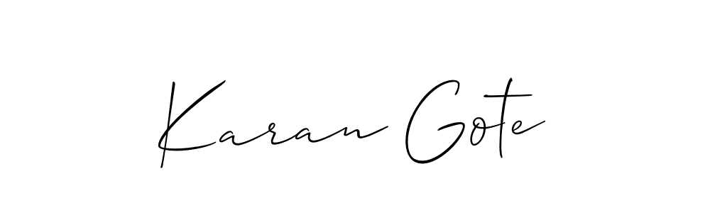 You should practise on your own different ways (Allison_Script) to write your name (Karan Gote) in signature. don't let someone else do it for you. Karan Gote signature style 2 images and pictures png