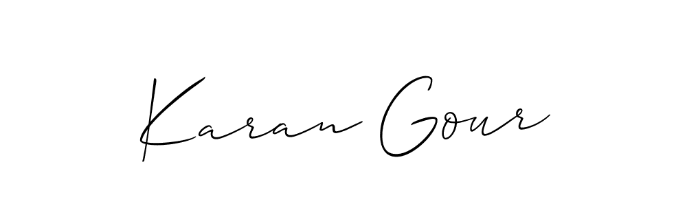 Also we have Karan Gour name is the best signature style. Create professional handwritten signature collection using Allison_Script autograph style. Karan Gour signature style 2 images and pictures png
