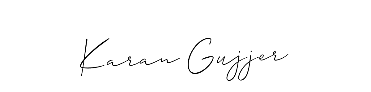 Use a signature maker to create a handwritten signature online. With this signature software, you can design (Allison_Script) your own signature for name Karan Gujjer. Karan Gujjer signature style 2 images and pictures png