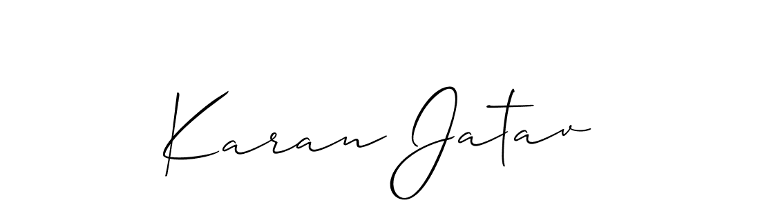 if you are searching for the best signature style for your name Karan Jatav. so please give up your signature search. here we have designed multiple signature styles  using Allison_Script. Karan Jatav signature style 2 images and pictures png