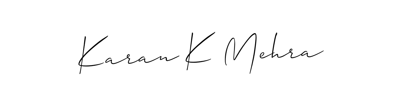 Use a signature maker to create a handwritten signature online. With this signature software, you can design (Allison_Script) your own signature for name Karan K Mehra. Karan K Mehra signature style 2 images and pictures png