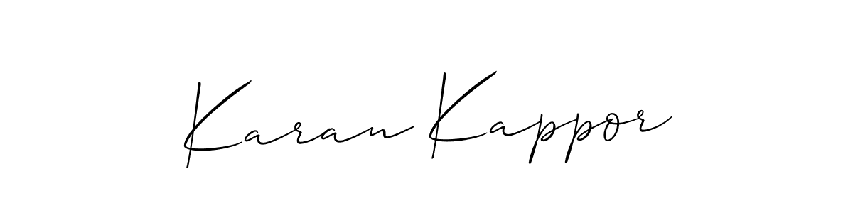 The best way (Allison_Script) to make a short signature is to pick only two or three words in your name. The name Karan Kappor include a total of six letters. For converting this name. Karan Kappor signature style 2 images and pictures png
