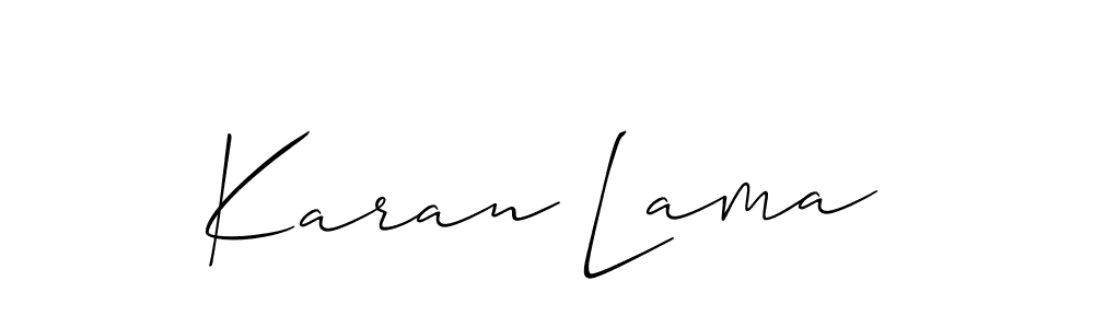 Make a beautiful signature design for name Karan Lama. With this signature (Allison_Script) style, you can create a handwritten signature for free. Karan Lama signature style 2 images and pictures png