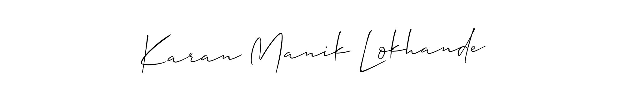 You can use this online signature creator to create a handwritten signature for the name Karan Manik Lokhande. This is the best online autograph maker. Karan Manik Lokhande signature style 2 images and pictures png