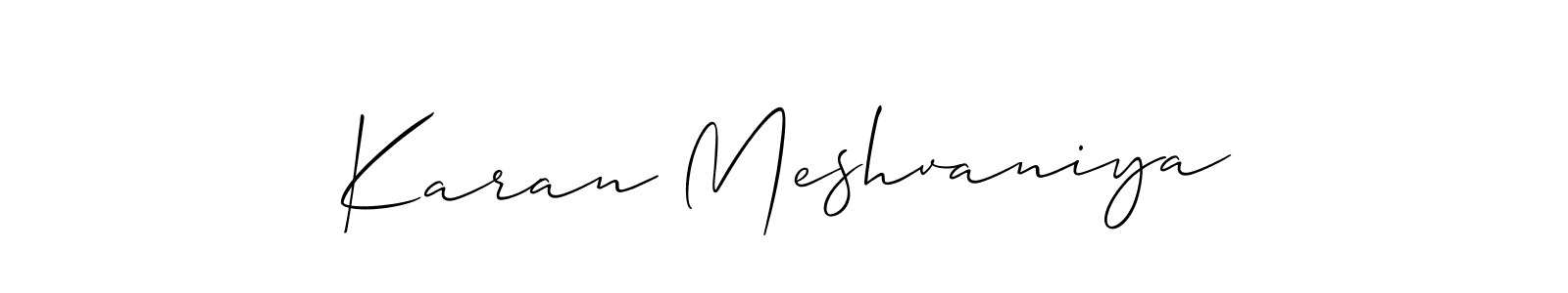 How to make Karan Meshvaniya name signature. Use Allison_Script style for creating short signs online. This is the latest handwritten sign. Karan Meshvaniya signature style 2 images and pictures png