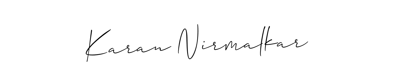 if you are searching for the best signature style for your name Karan Nirmalkar. so please give up your signature search. here we have designed multiple signature styles  using Allison_Script. Karan Nirmalkar signature style 2 images and pictures png