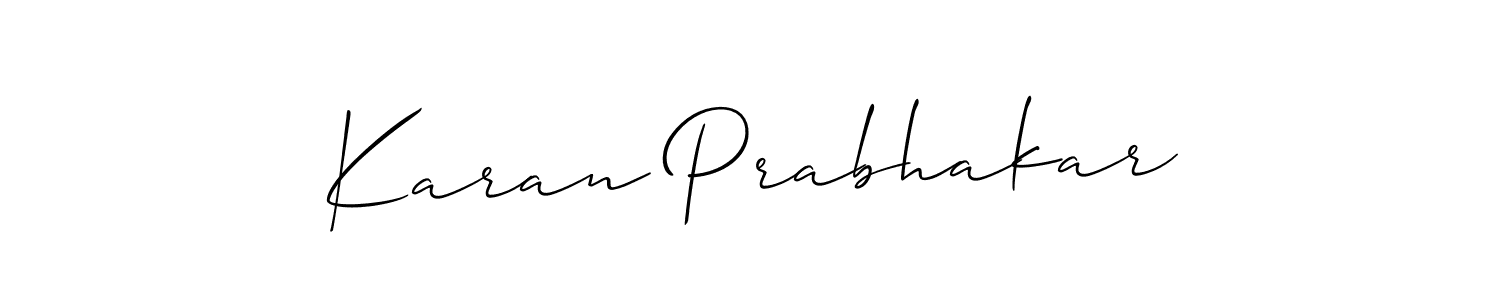 Use a signature maker to create a handwritten signature online. With this signature software, you can design (Allison_Script) your own signature for name Karan Prabhakar. Karan Prabhakar signature style 2 images and pictures png