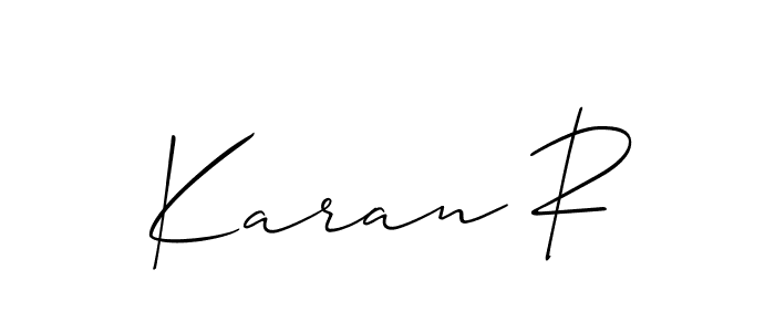 if you are searching for the best signature style for your name Karan R. so please give up your signature search. here we have designed multiple signature styles  using Allison_Script. Karan R signature style 2 images and pictures png