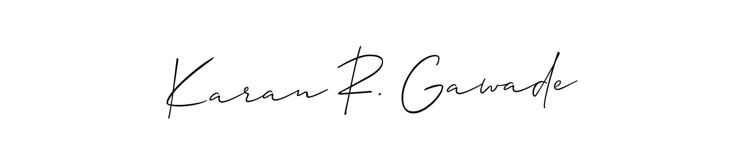 How to make Karan R. Gawade name signature. Use Allison_Script style for creating short signs online. This is the latest handwritten sign. Karan R. Gawade signature style 2 images and pictures png