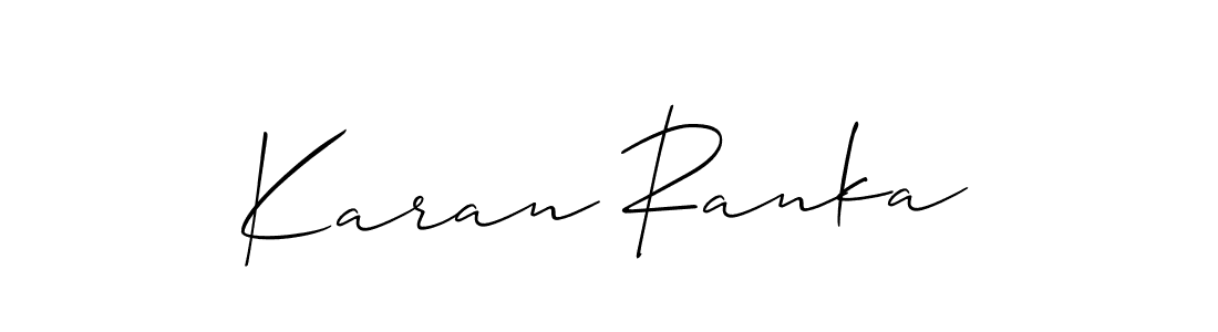 Also we have Karan Ranka name is the best signature style. Create professional handwritten signature collection using Allison_Script autograph style. Karan Ranka signature style 2 images and pictures png