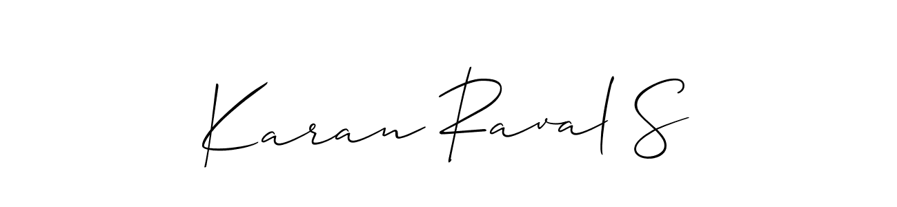 This is the best signature style for the Karan Raval S name. Also you like these signature font (Allison_Script). Mix name signature. Karan Raval S signature style 2 images and pictures png