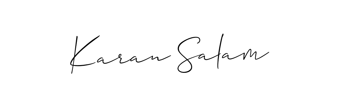 Also You can easily find your signature by using the search form. We will create Karan Salam name handwritten signature images for you free of cost using Allison_Script sign style. Karan Salam signature style 2 images and pictures png