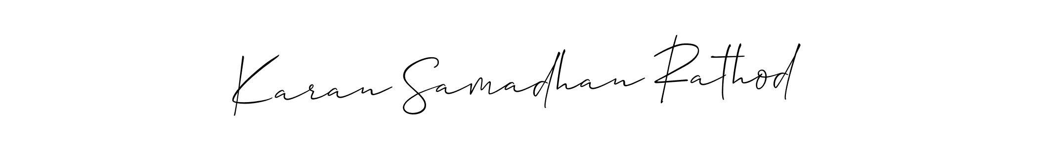 The best way (Allison_Script) to make a short signature is to pick only two or three words in your name. The name Karan Samadhan Rathod include a total of six letters. For converting this name. Karan Samadhan Rathod signature style 2 images and pictures png